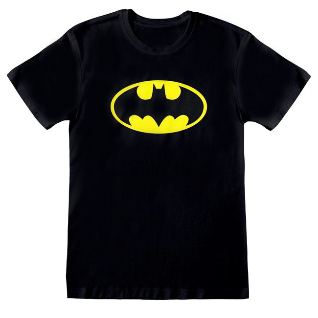 Black-Yellow - Front - DC Comics Womens-Ladies Classic Batman Logo Boyfriend T-Shirt