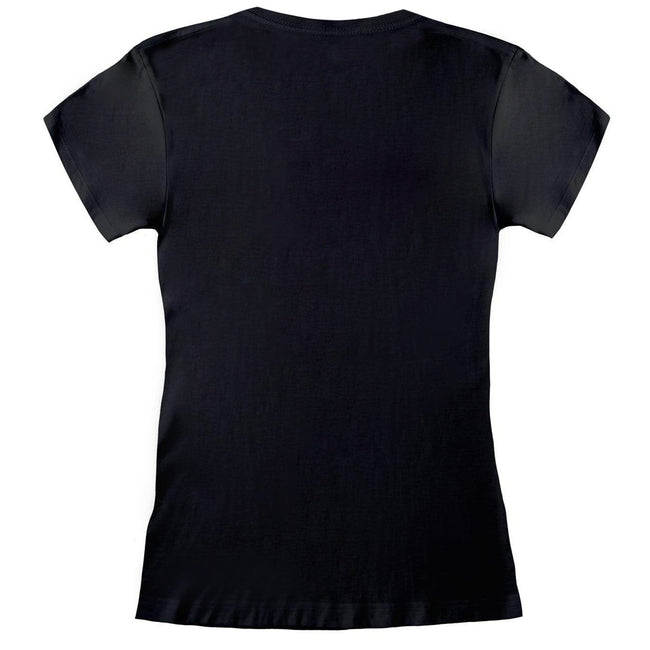 Black - Back - Lilo & Stitch Womens-Ladies Distressed Stitch Fitted T-Shirt
