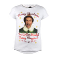White - Front - Elf Girls Cotton Headed Ninny Muggins Christmas T-Shirt