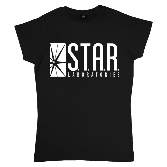 Black - Front - The Flash Womens-Ladies Star Labs Fitted T-Shirt