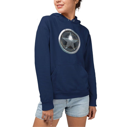Navy - Side - Marvel Womens-Ladies The Winter Soldier Emblem Boyfriend Hoodie