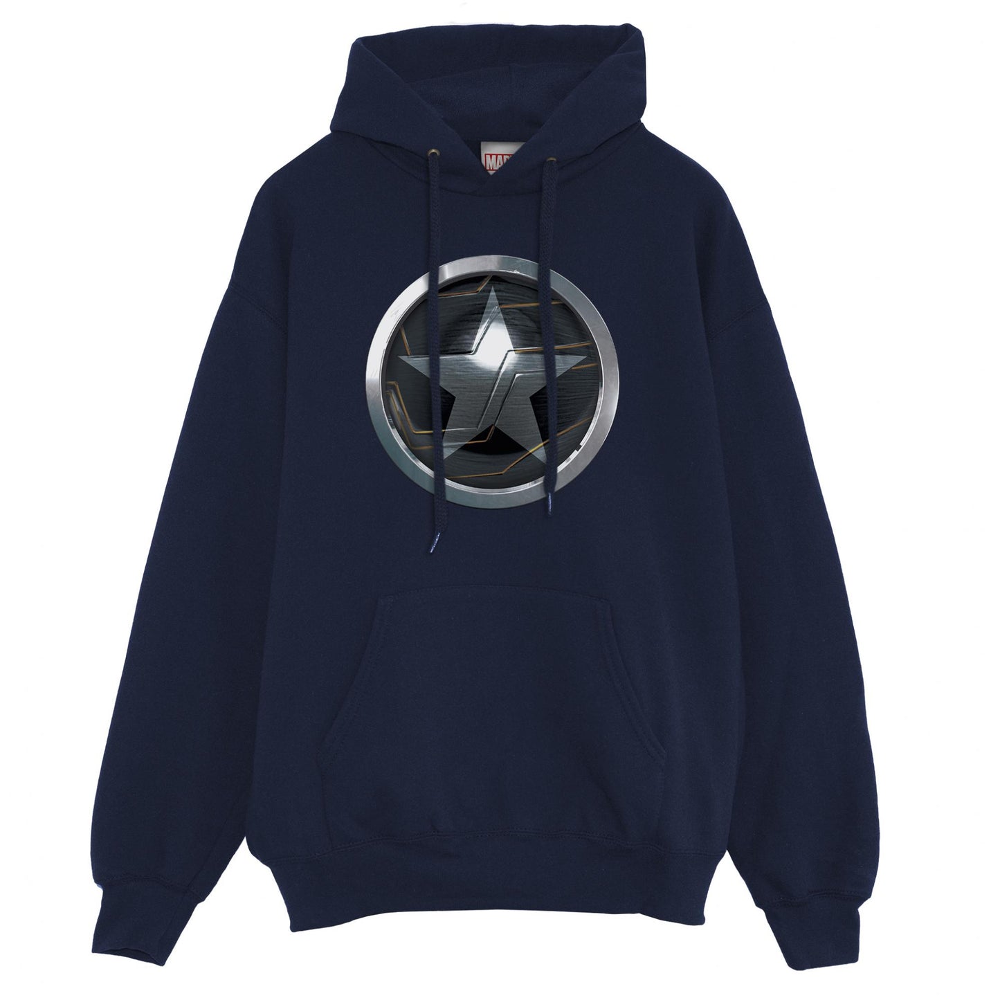 Navy - Front - Marvel Womens-Ladies The Winter Soldier Emblem Boyfriend Hoodie
