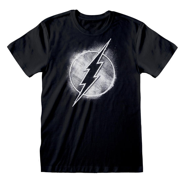 Black - Front - The Flash Womens-Ladies Mono Distressed Logo Boyfriend T-Shirt
