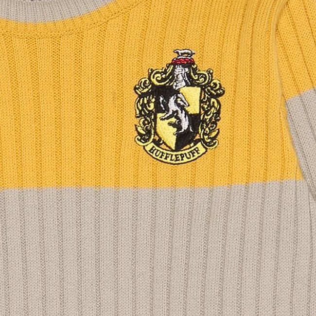 Yellow - Back - Harry Potter Girls Quidditch Hufflepuff Knitted Jumper