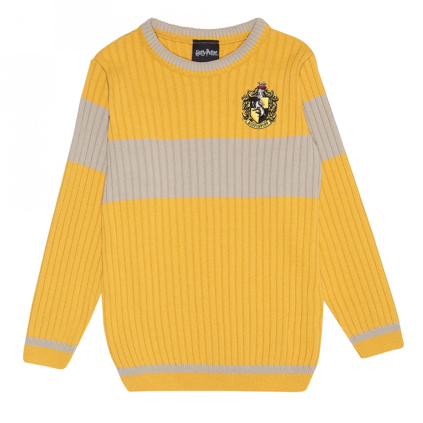 Yellow - Front - Harry Potter Girls Quidditch Hufflepuff Knitted Jumper
