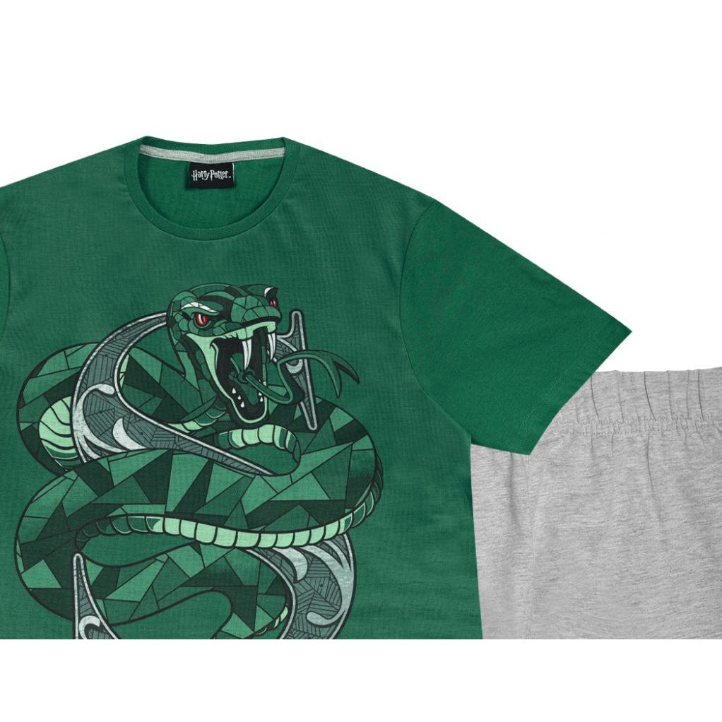 Green-Heather Grey - Back - Harry Potter Girls Slytherin Pyjama Set