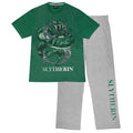 Green-Heather Grey - Front - Harry Potter Womens-Ladies Slytherin Loose Fit Pyjama Set