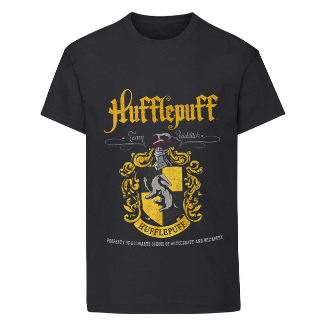 Black - Front - Harry Potter Girls Hufflepuff Crest T-Shirt