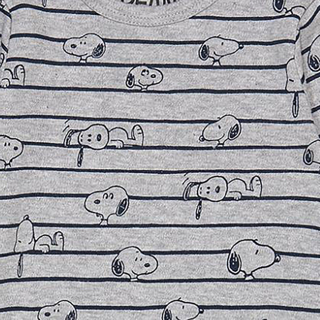 Black-Grey - Back - Peanuts Boys Walk The Walk Snoopy Sleepsuit Set