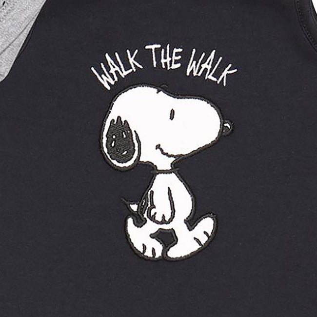 Black-Grey - Side - Peanuts Boys Walk The Walk Snoopy Sleepsuit Set
