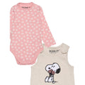 Light Pink-Ivory - Back - Peanuts Girls Sending Some Love Snoopy Sleepsuit Set