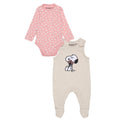 Light Pink-Ivory - Front - Peanuts Girls Sending Some Love Snoopy Sleepsuit Set