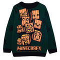 Forest Green-Brown - Front - Minecraft Boys Creeper Pumpkin Knitted Jumper