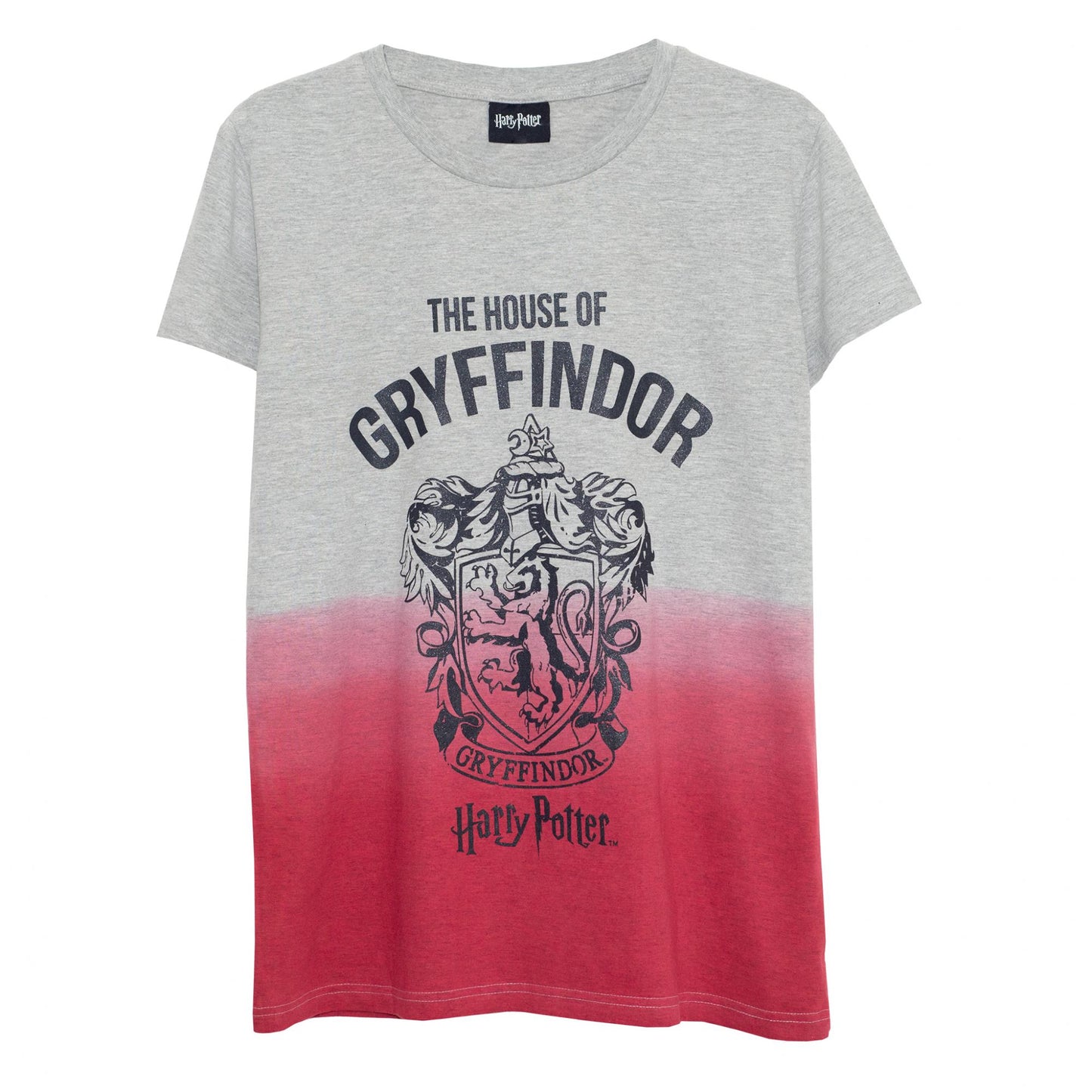 Heather Grey-Red - Front - Harry Potter Girls House Of Gryffindor Drop Hem T-Shirt