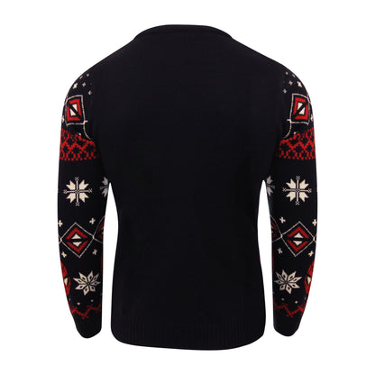 Navy-Red-White - Back - Marvel Womens-Ladies Icons Knitted Christmas Jumper