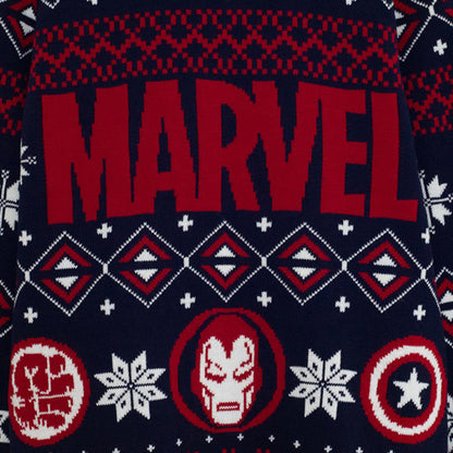 Navy-Red-White - Lifestyle - Marvel Womens-Ladies Icons Knitted Christmas Jumper
