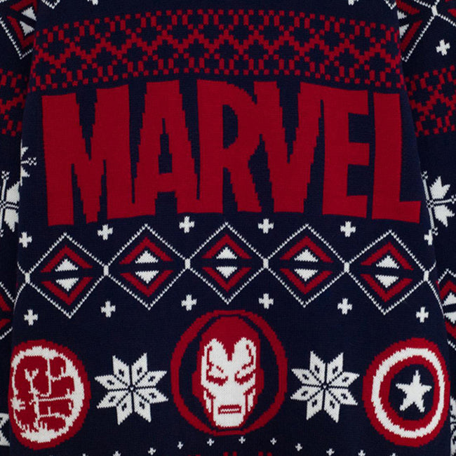 Navy-Red-White - Lifestyle - Marvel Womens-Ladies Icons Knitted Christmas Jumper