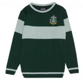 Green-Heather Grey - Front - Harry Potter Girls Slytherin Quidditch Knitted Jumper