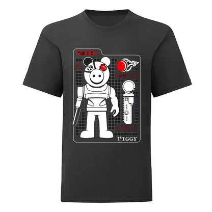 Black - Front - Piggy Boys Tech Specs Robby T-Shirt