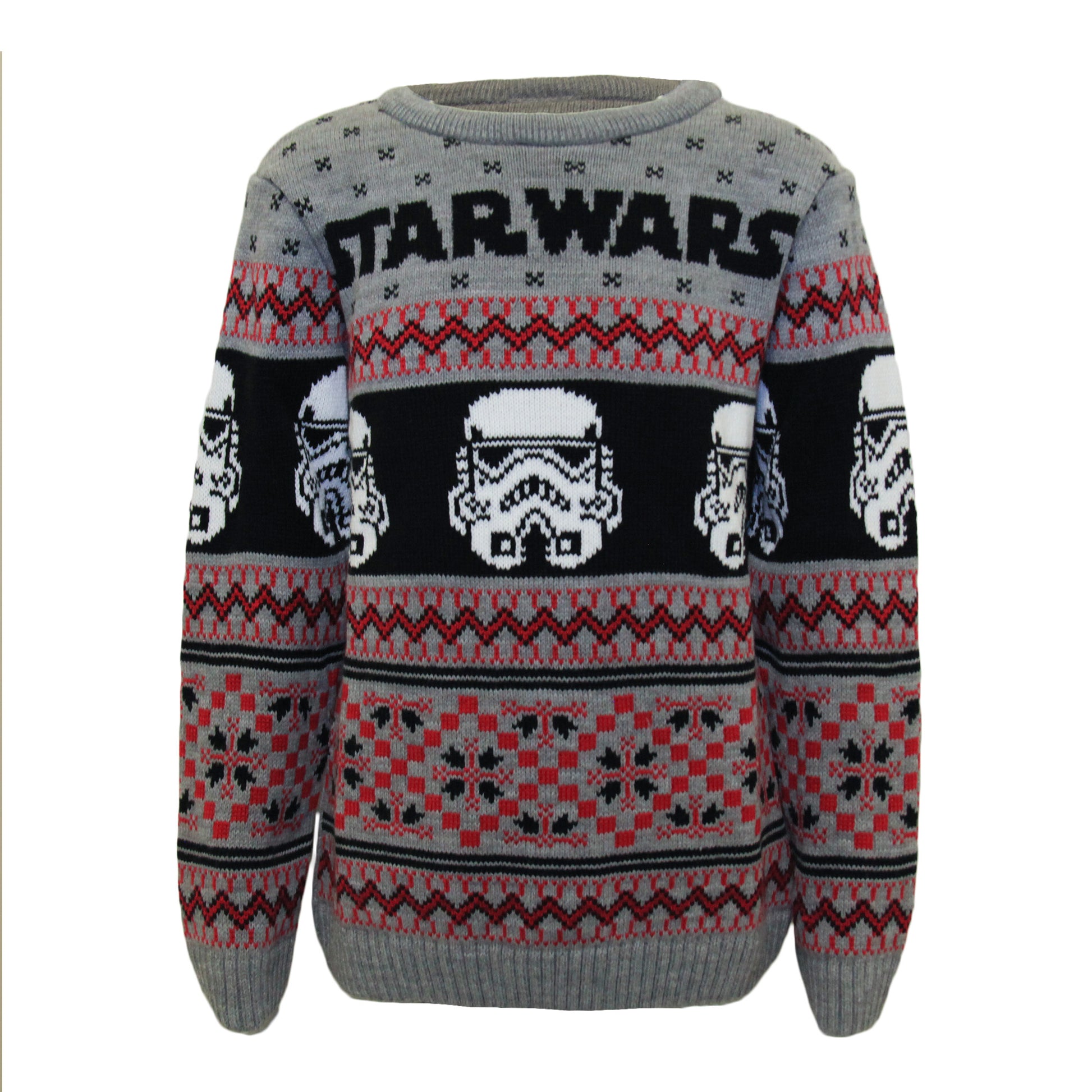 Multicoloured - Front - Star Wars Boys Stormtrooper Knitted Christmas Jumper