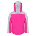 Argent Grey-Cyber Pink - Back - Dare 2B Childrens-Kids Avail Seamsmart Hooded Waterproof Jacket
