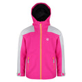Argent Grey-Cyber Pink - Front - Dare 2B Childrens-Kids Avail Seamsmart Hooded Waterproof Jacket