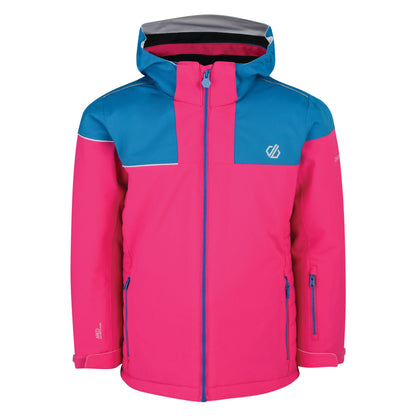 Cyber Pink-Atlantic Blue - Front - Dare 2B Childrens-Kids Entail Ski Jacket