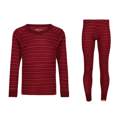Beetroot Red - Front - Regatta Kids Unisex Beeley Base Layer Set