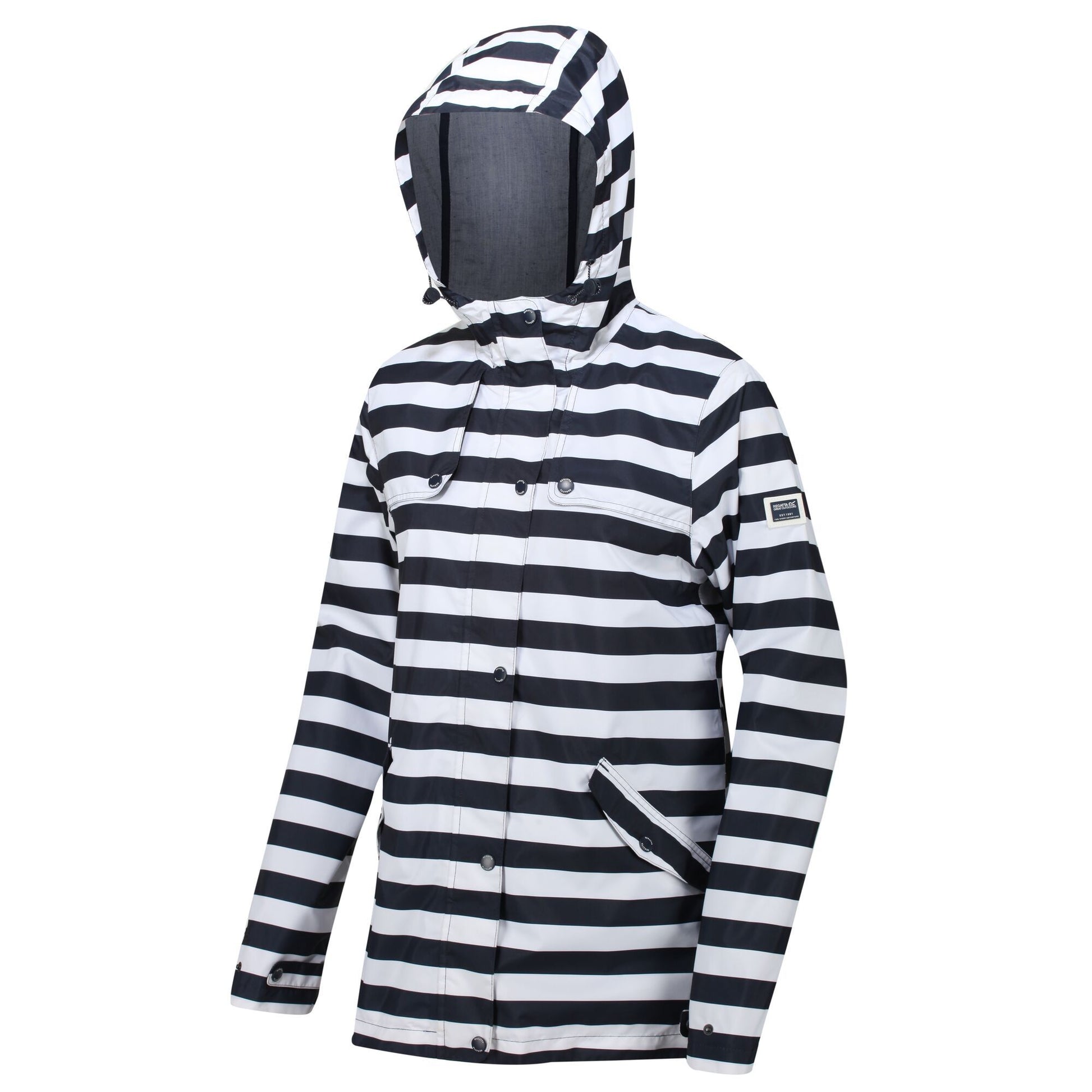 Navy Stripe - Front - Regatta Womens-Ladies Bertille Waterproof Jacket