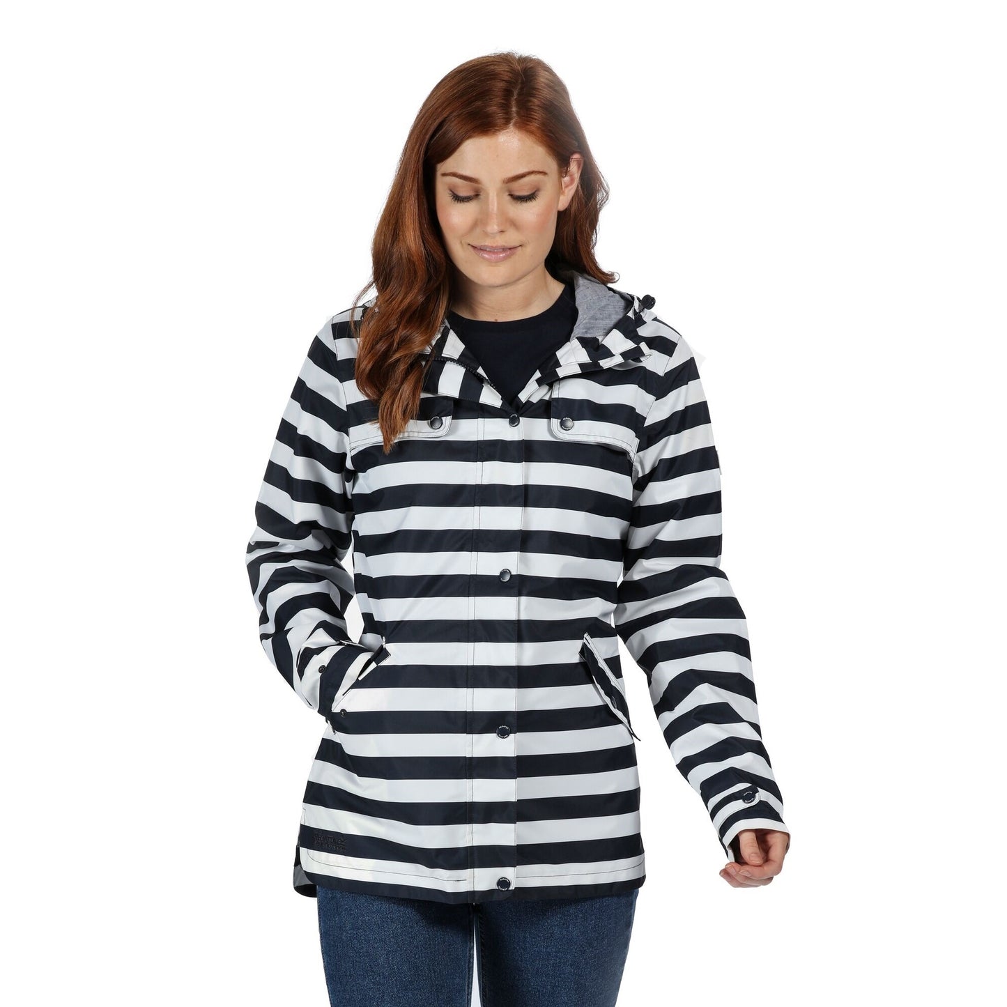 Navy Stripe - Back - Regatta Womens-Ladies Bertille Waterproof Jacket
