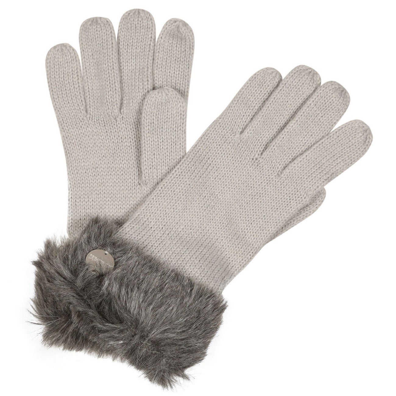 Cyberspace Marl-Storm Grey - Front - Regatta Womens-Ladies Kimberley Walsh Luz II Faux Fur Gloves