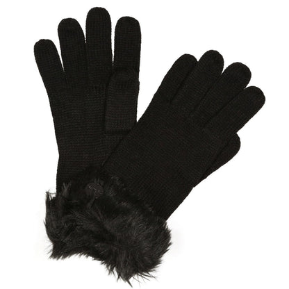 Black-Black - Front - Regatta Womens-Ladies Kimberley Walsh Luz II Faux Fur Gloves