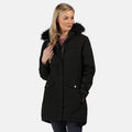 Black - Back - Regatta Womens-Ladies Serleena II Faux Fur Insulated Winter Parka