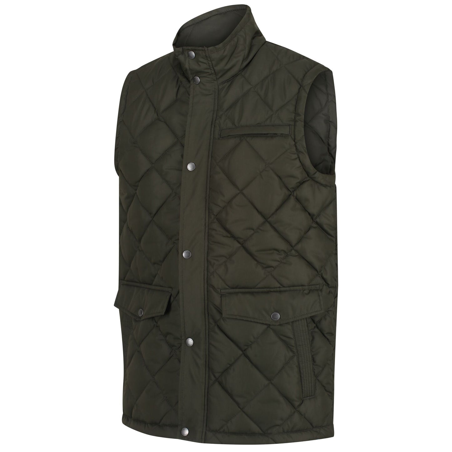 Dark Khaki - Pack Shot - Regatta Mens Locke Diamond Quilted Insulated Body Warmer