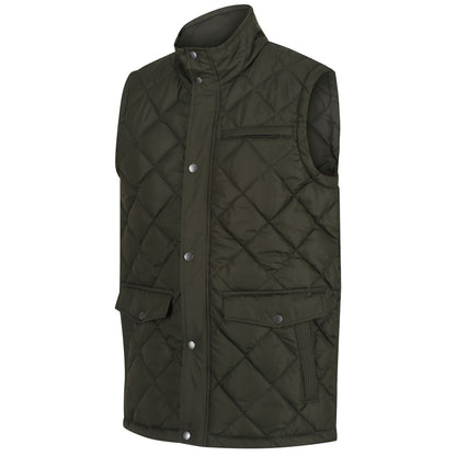 Dark Khaki - Pack Shot - Regatta Mens Locke Diamond Quilted Insulated Body Warmer