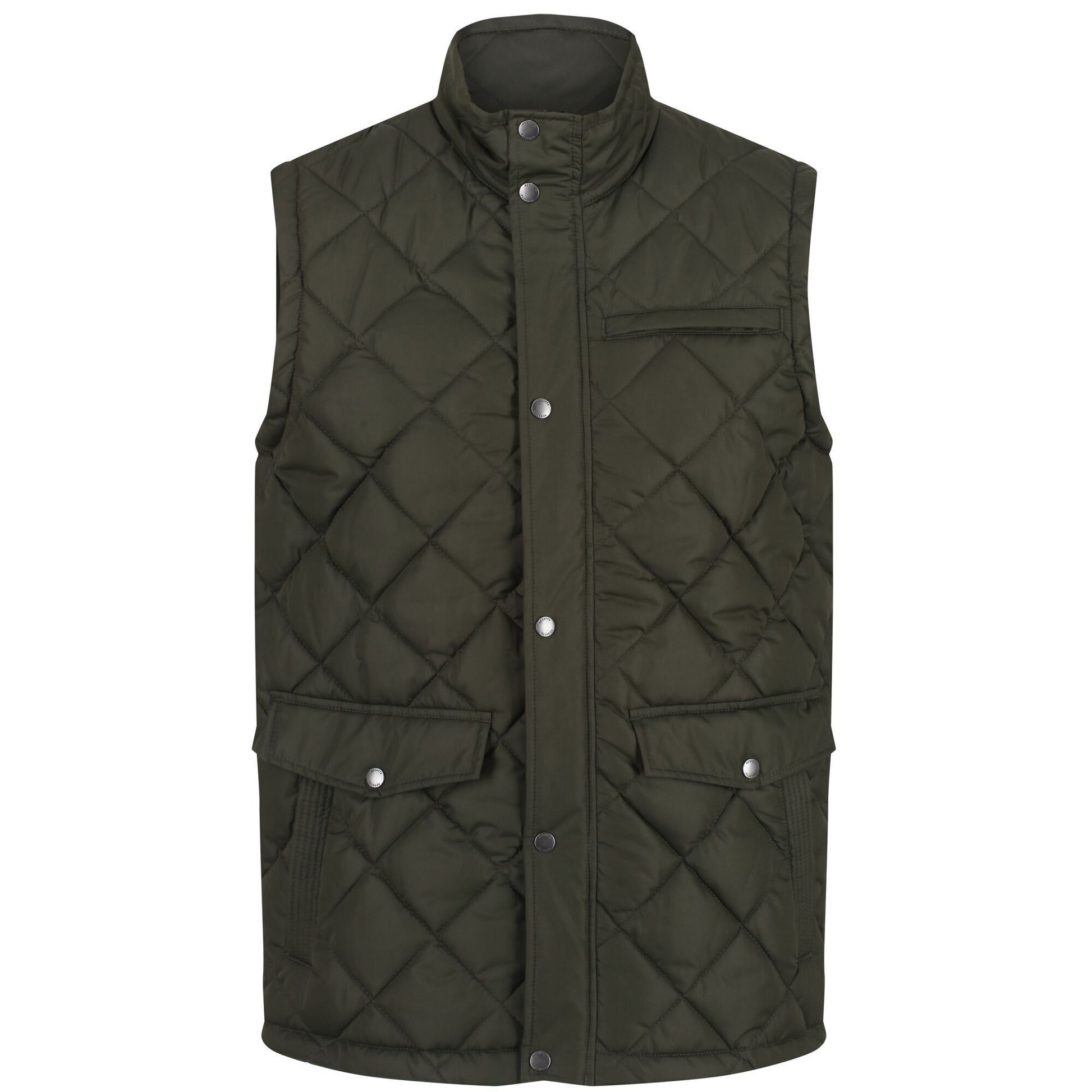 Dark Khaki - Front - Regatta Mens Locke Diamond Quilted Insulated Body Warmer