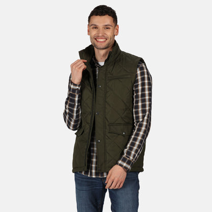 Dark Khaki - Back - Regatta Mens Locke Diamond Quilted Insulated Body Warmer