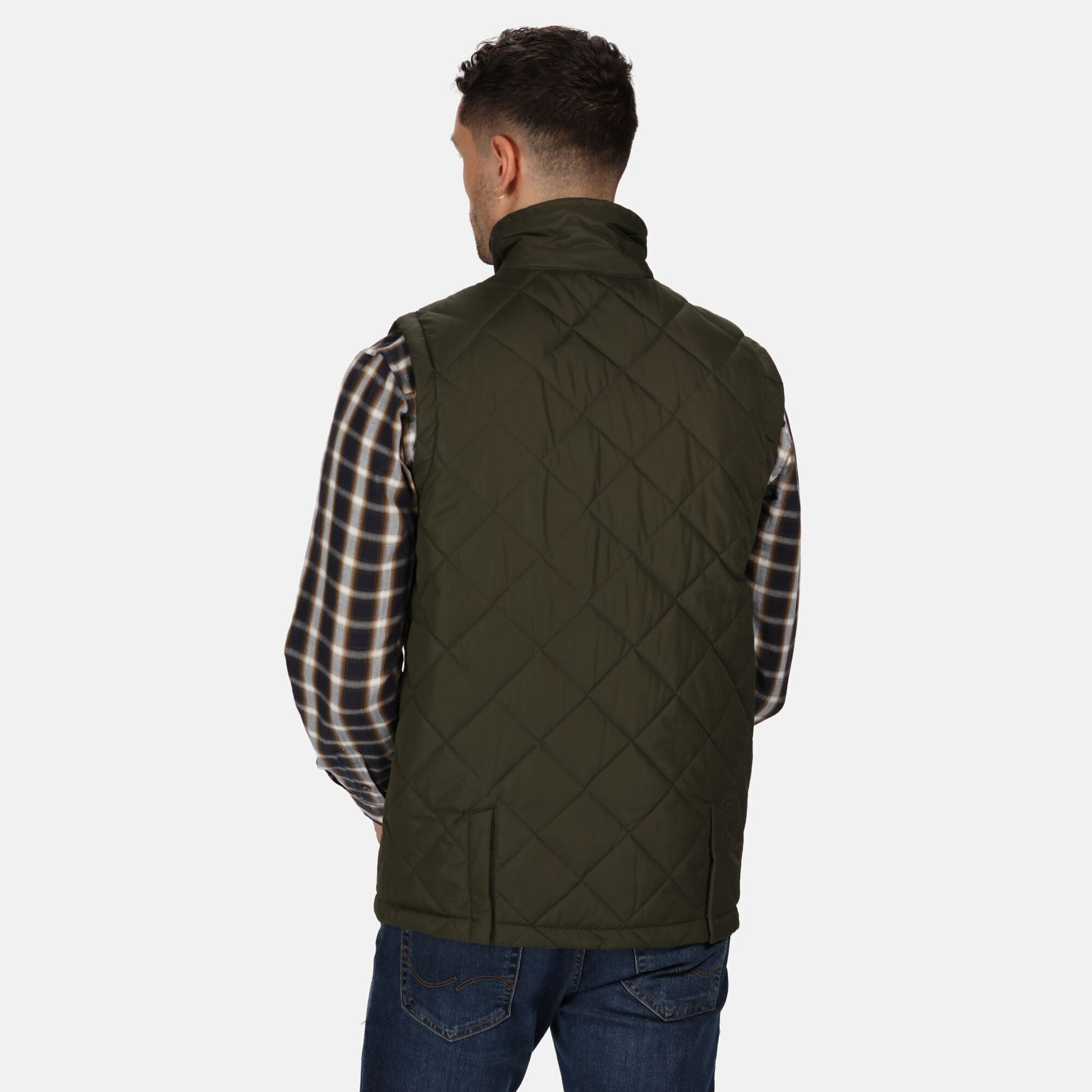 Dark Khaki - Side - Regatta Mens Locke Diamond Quilted Insulated Body Warmer