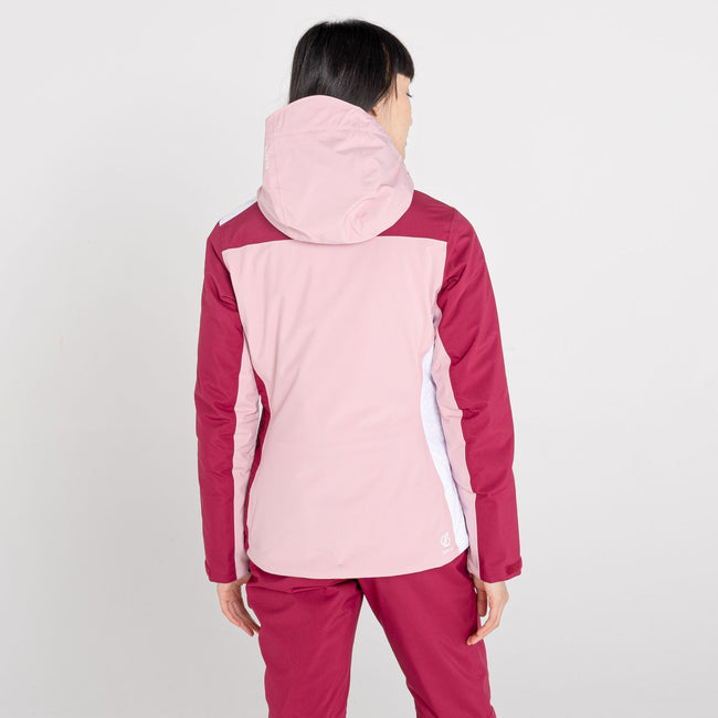 Powder Pink-Beetroot Red - Pack Shot - Dare 2B Womens-Ladies Ice Gleam II Waterproof Ski Jacket