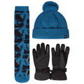 Dark Denim - Front - Regatta Girls Geometric Ski Gloves Set
