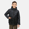 Black - Back - Regatta Childrens-Kids Salman Camo Insulated Waterproof Jacket