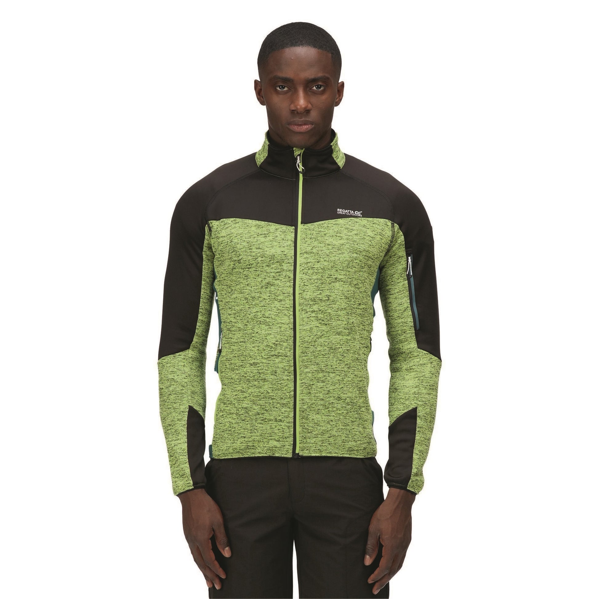 Bright Kiwi-Black - Back - Regatta Mens Coladane III Zip Fleece Jacket