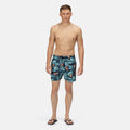 Navy - Back - Regatta Mens Loras Hawaiian Swim Shorts