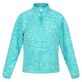 Turquoise - Front - Regatta Childrens-Kids Highton Animal Print Half Zip Fleece Top