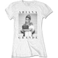 White - Front - Ariana Grande Womens-Ladies Mug Shot Scoop Neck T-Shirt