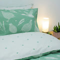Mint Green - Close up - Creative Cloth Moorland Birds Wildlife Duvet Cover Set