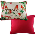 Red-Green-White - Back - Evans Lichfield Chenille Robin Christmas Cushion Cover