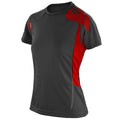 Black-Red - Front - Spiro Womens-Ladies Sports Performance Training T-Shirt