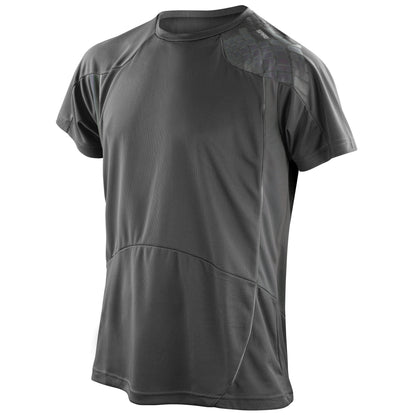 Black-Grey - Front - Spiro Mens Performance Sports Lightweight Athletic Training T-Shirt