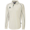 White-Green trim - Front - Surridge Mens-Youth Premier Sports Long Sleeve Polo Shirt